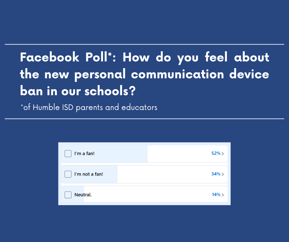 Graphic of a Facebook Poll about personal communication device ban