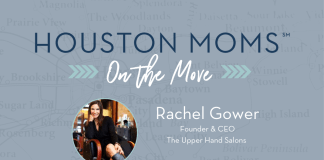 Houston Moms on the Move graphic with Rachel Gower