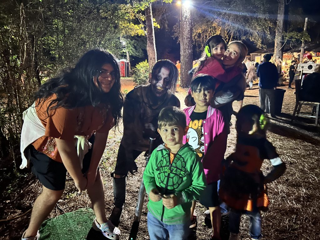 family at haunted house