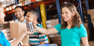 handing out food at a food pantry