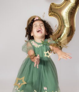 Birthday portrait of toddler in studio by Danielle West Photography