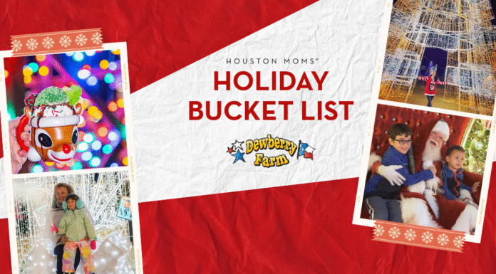 The Ultimate Houston Holiday Bucket List holiday bucket list graphic with Dewberry farm