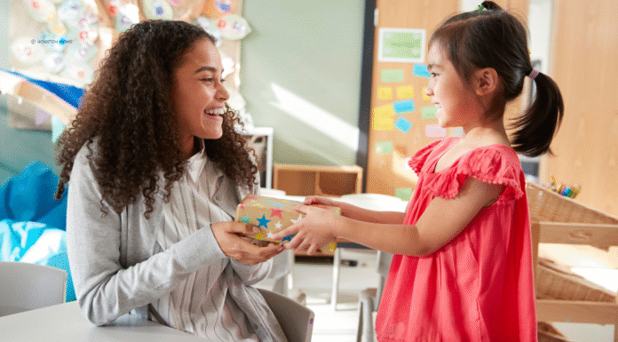 teacher accepting gift