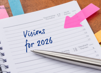 paper with "Visions for 2026" written on it.