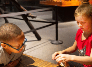 Fun and Learning at The Health Museum in Houston Children working on project at The Health Museum
