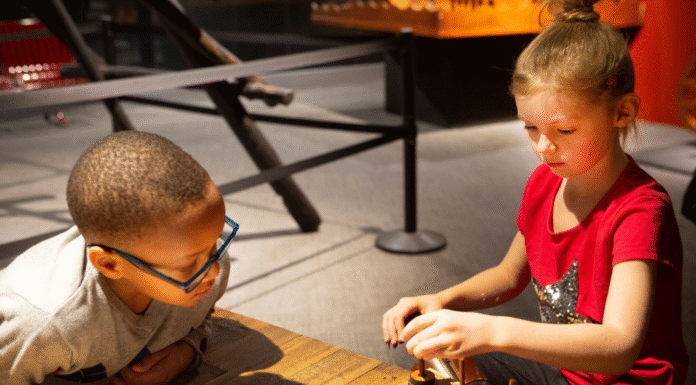 Fun and Learning at The Health Museum in Houston Children working on project at The Health Museum