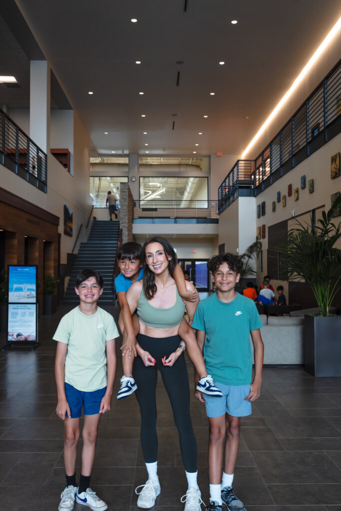 family in the lobby of Villa Sport