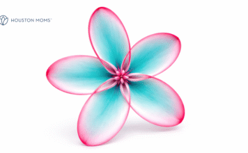 10 Years of Sharing: Thoughts on a Decade with Houston Moms turquoise flower with pink outline