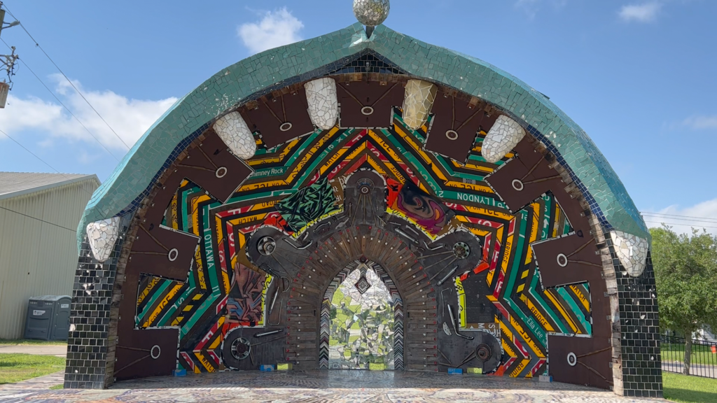 The mosaic-tiled amphitheater at Smither Park