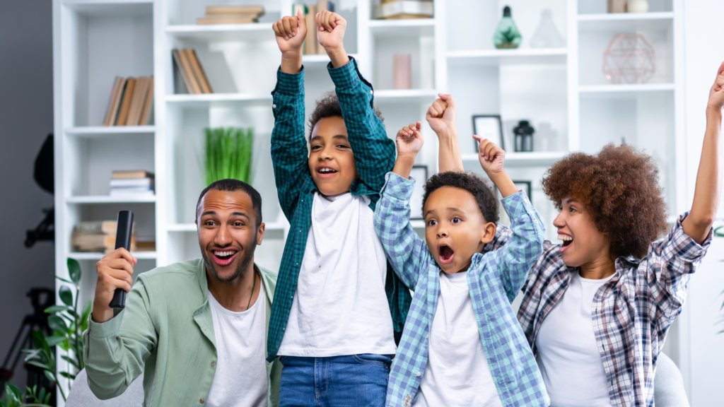 Family cheering 