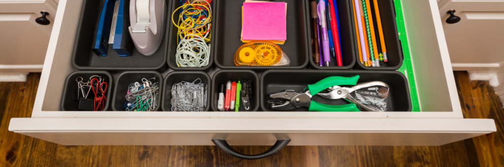 Stock image of office supplies drawer