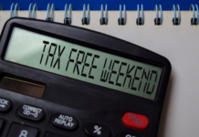 Stock graphic that reads "Tax Free Weekend"
